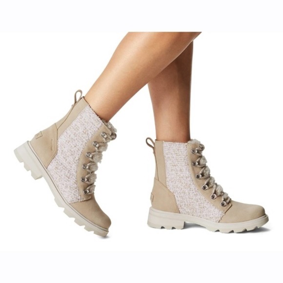Sorel Shoes - Sorel Lennox Lace Cozy Bootie Ancient Fossil & Chalk Size 7